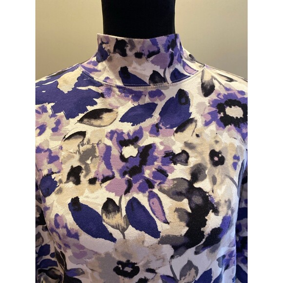 Croft & Barrow Turtleneck Blouse Plus Size 3X 96% Cotton Purple & Cream Top SOFT - Picture 3 of 10